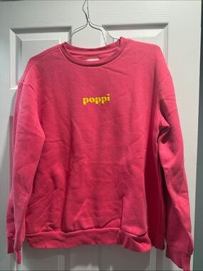 Poppi Pink Crewneck Sweatshirt with Yellow Logo